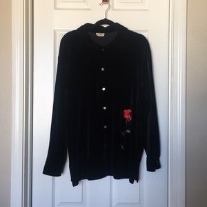 Clio | Black Velvet Rose Shirt/Dress
